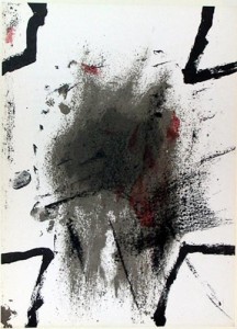 Tapies- Composition in black, gray, & reddish (Galfetti 167). 4tlrlitho1968