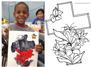 Young artist and blank color page J